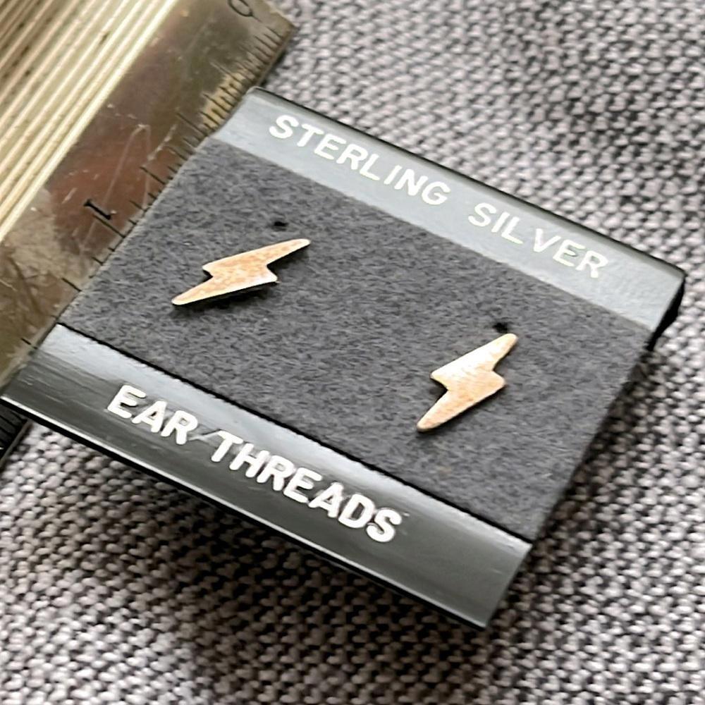 Vintage-New Sterling Silver Lightning Bolt‎ Earrings Y2K